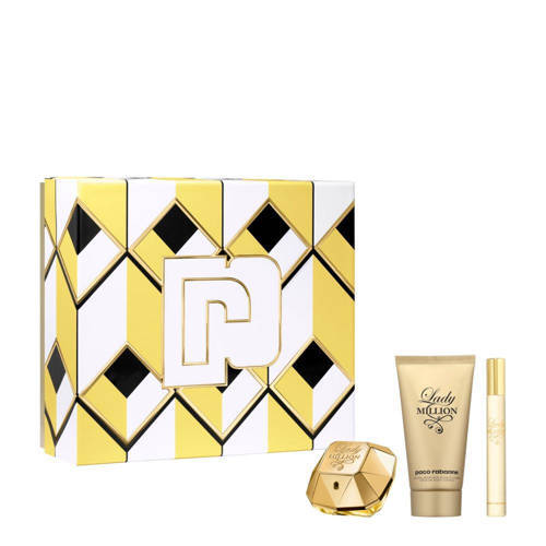 Paco Rabanne Lady Million eau de parfum 50 ml + bodylotion 75 ml + travel spray 10 ml geschenkset