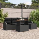 vidaXL Tuinbank - Set - 6 - st - Zwart