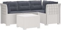vidaXL 4-Persoons Tuinbank met Kussens Rieten Look PP Wit