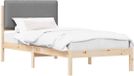 vidaXL Bedframe met Gevoerde Hoofdbord Lichtgrijs 75 x 190 cm