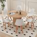 Table de salle à manger en bois de hêtre massif avec 6 chaises - Ensemble de salle à manger, 7 pièces - Diamètre 120 cm - Style moderne et minimaliste - Convient pour la maison, le restaurant, le café - Marron clair, blanc