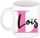 Bellatio Decorations Naam mok Lois - roze - wit - keramiek - 300 ml - cadeau beker