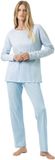Mey Pyjama Serie Simple Stripes Vrouwen Alice Blue Gestreept Lange mouw 100% Katoen Maat XXL