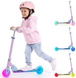 Sun Baby LUMI RIDE Kinderstep 2 wielen, Scooter voor kinderen vanaf 3 jaar, LED - 7 kleuren, 20 programma’s - 3 niveaus stuurverstelling, voetrem, afneembare handvatten (Eenhoorn)
