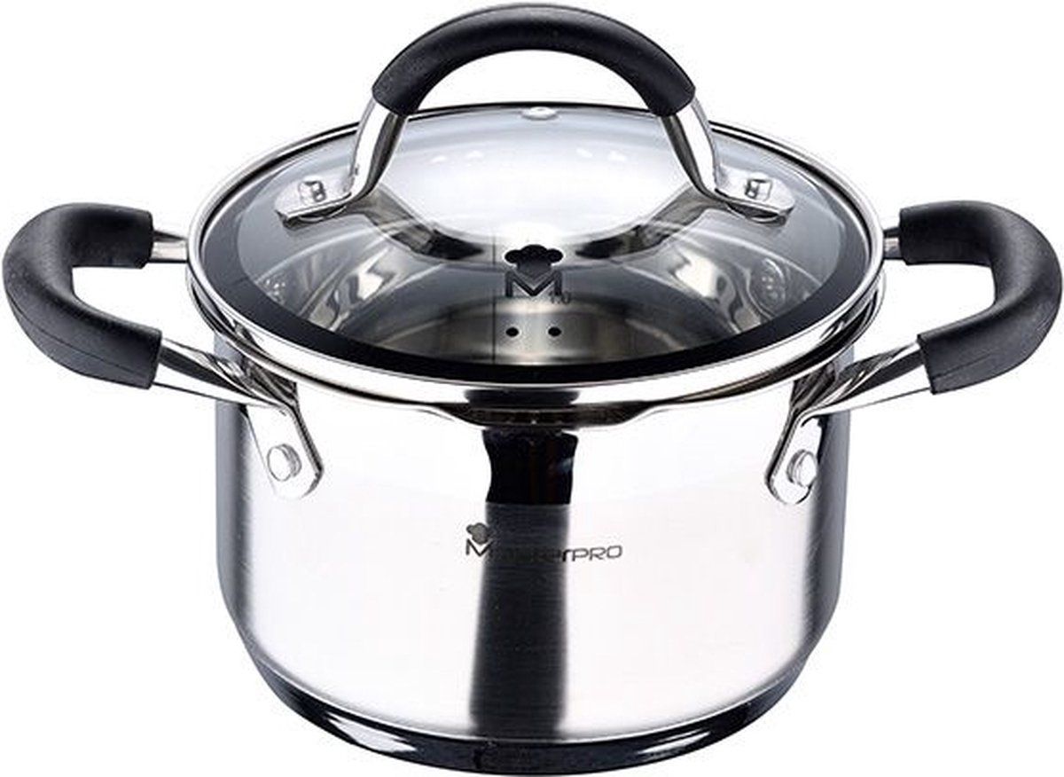Bergner Masterpro Kookpan - met Deksel - Ø16 cm - 1.8L - RVS