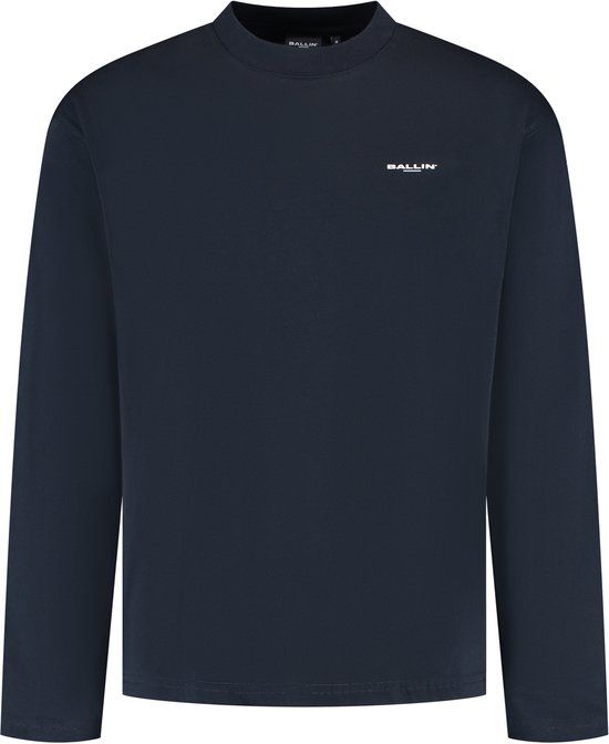 Ballin Amsterdam Heren Boxy fit T-shirts Crewneck LS Dark Navy Maat S