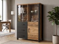 OLIANDRE Commode haute 3 portes 3 tiroirs Épicéa Appenzeller/Noir