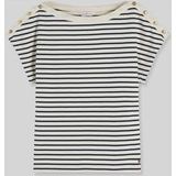 Tommy Hilfiger Gold-tone Button Boat Neck T-shirt Breton Calico/dark Night Taille: XS