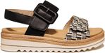 Remonte Zwarte Dames Plateau Sandalen met Sleehak en Klittenbandsluiting