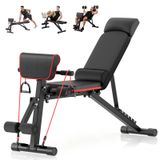 Banc d'haltères réglable - Banc d'entraînement pliable - Banc abdominaux - Multifonctionnel - Pour la salle de sport à domicile - Noir