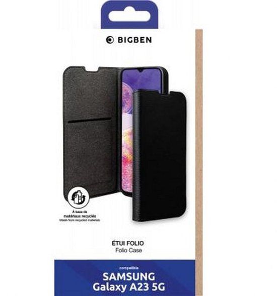 Bigben Connected, Hoesje geschikt voor Samsung Galaxy A23 5G - Folio Wallet met Kaarthouders & Videostandaard, Zwart