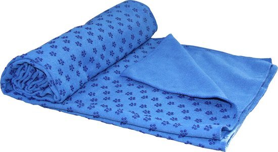 Tunturi Silicone Yoga handdoek met anti slip met draagtas Blauw