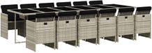 vidaXL 13-delige Tuinset met Kussens, Poly Rattan, Lichtgrijs