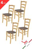 t m c s Tommychairs Venice - Eetkamerstoelen - Set van 4 - Naturel & Taupe - Stof & Hout