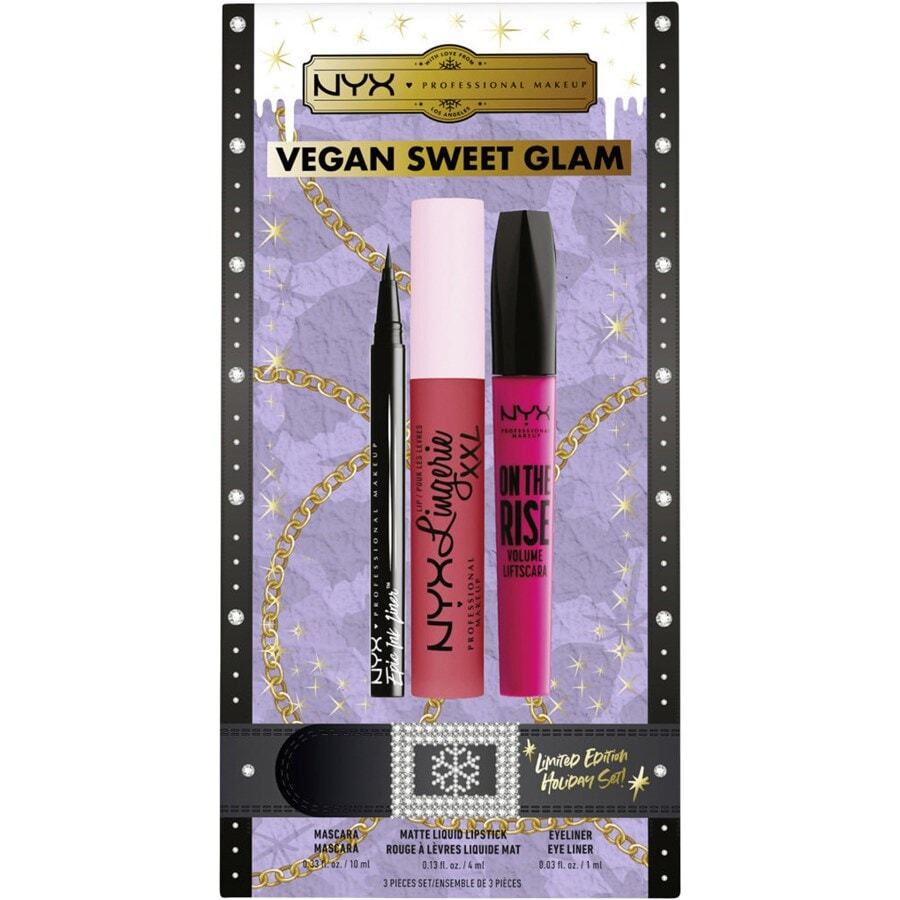 NYX Professional Makeup X-mas Vegan Sweet Glam Epic Ink Liner 1 + Lingerie XXL Liquid Matte Lipstick 4 + On The Rise Volume Mascara 10