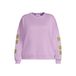 PIECES Curve Plus Size oversized sweater met tekst - paars/groen