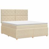 vidaXL Boxspringbed met matras Crèmekleurig 160 x 200 cm Stof