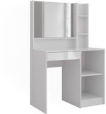 Vicco Kaptafel Sherry, Wit/Wit Hoogglans, 89.8 cm met spiegel