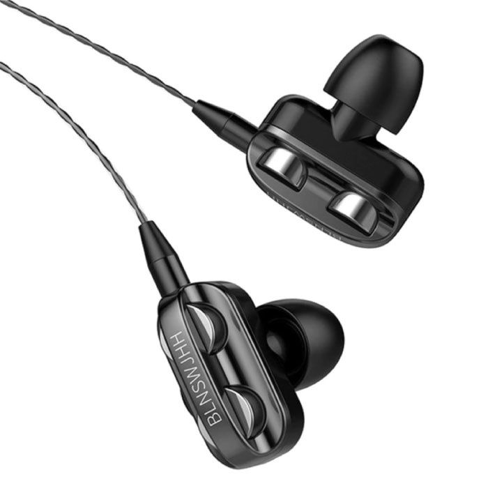 Bluelans Dual Driver Oordopjes AUX 3.5mm - Zwart