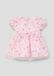 s.Oliver Jurk met ruches en all-over print roze lange mouw ronde hals gebloemd kuithoogte polyester katoen 86