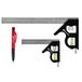 Einhell combinatiemeetlatset met markeerstift, 2-delig (150/300 mm, zink en roestvrij staal, mm/inch schaalverdeling, 45° hoek, waterpas, markeernaald, vulpotlood met puntenslijper)