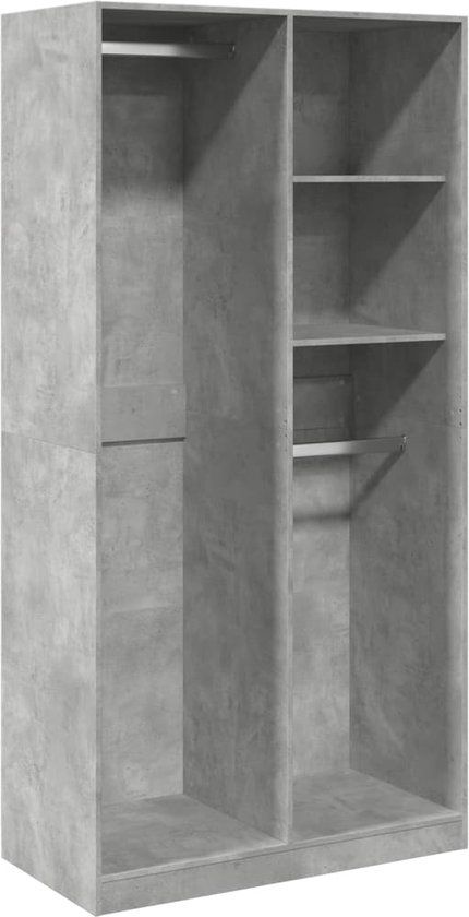 vidaXL Kledingkast - 100x50x200 cm - Bewerkt Hout - Betongrijs