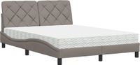 vidaXL Bed met matras, stof, taupe, 140x200 cm