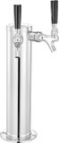 Merkloos Dual Taps Distributeur de tours à bière, tour à bière en acier inoxydable de haute qualité avec tuyaux prêts à l'emploi et robinets à fermeture automatique