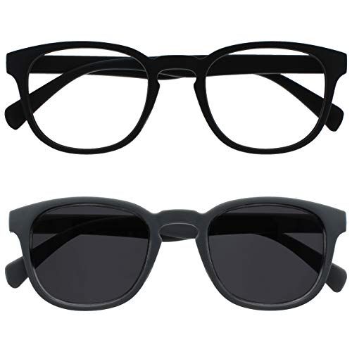 Opulize Pop Tweeling Pak Leesbril Zon Lezers Retro Ronde Zwart Grijs Mannen Vrouwen Scharnieren Met Veer RS2-17 +2,50
