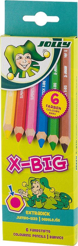 Jolly X-BIG Kleurpotloden - 6 stuks - Kleurpotloden voor Kinderen