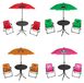 Mojawo Set de meubles de camping pour enfants, set de 4 pièces, 2 chaises de camping pliantes + table + parasol, couleur : rouge