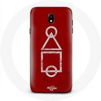 Maniacase Hoesje voor Samsung Galaxy S5 Inktvis Game logo symbolen cirkel vierkant driehoek Rode achtergrond