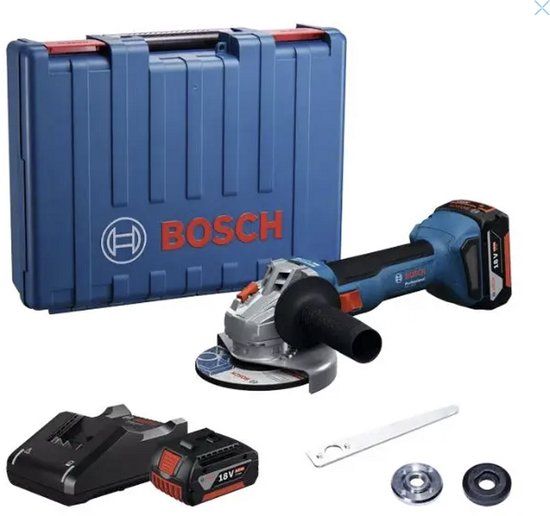 Bosch Professional GWS 18V-8 - Accu Haakse Slijper - Met 2x 4.0Ah Accu - Inclusief Lader - Inclusief opbergcase