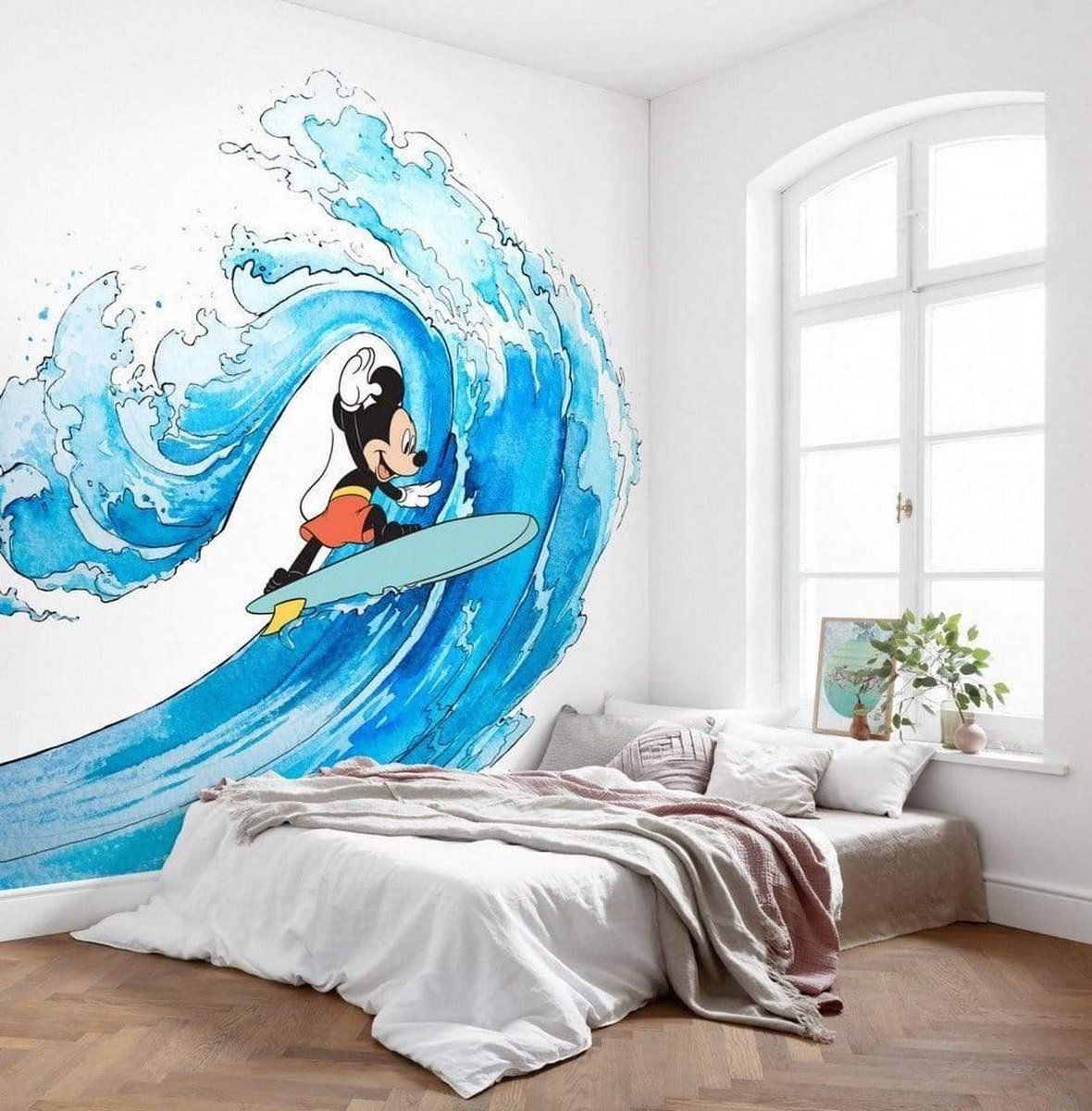 KOMAR Mickey Surfing Vlies Fotobehang 300x280cm 6-banen