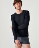 Damart - T-shirt met ronde hals en lange mouwen fijn ribgebreid Thermolactyl Sensitive - Heren - Zwart - XXL