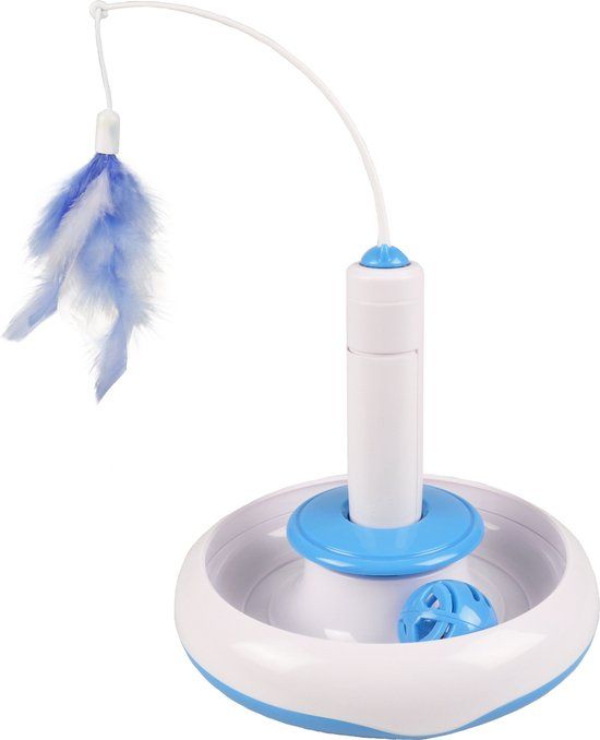 FLAMINGO Kattenspeelgoed met Veer en Bal - 18 cm - Wit