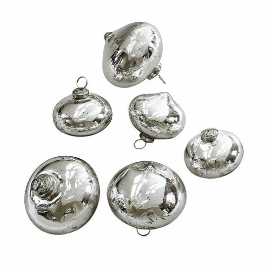 LOBERON Kerstbal set van 6 Isaulie zilverkleurig