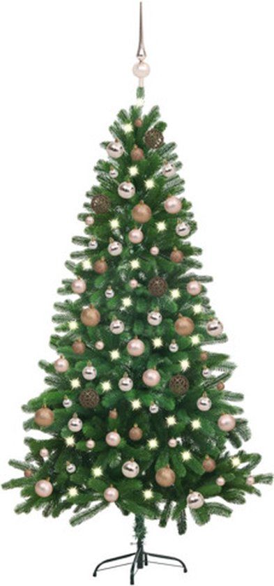 vidaXL Kunstkerstboom met verlichting en kerstballen 150 cm groen