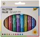 GLOREX folia 574 - Glitter Glue, lijmstiften met glitter, 10 stiften gesorteerd in 10 kleuren, elk 9,5 ml - om te beschilderen en te versieren