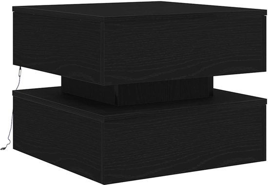 vidaXL Salontafel met LED-verlichting 50x50x40 cm zwart eikenkleurig