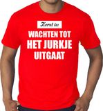 Bellatio Decorations Grote maten Kerst is: wachten tot het jurkje uitgaat Kerstshirt / Kerst t-shirt rood voor heren - Kerstkleding / Christmas outfit XXXL