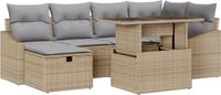 vidaXL Tuinbank Set 2 zitplekken Polyrattan Beige/Lichtgrijs