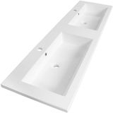 Brauer Solar Slim Wastafel - 160 cm - Mineraalmarmer - Zijdeglans Wit