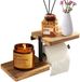 Unyqoos® Porte-rouleau de papier toilette en bois avec double étagère et aspect vintage