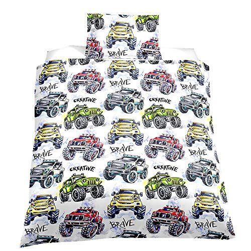 Stillshine Kinderbeddengoed set Cartoon Car buggy raket ruimteschip racing voetbal basketbal dekbedovertrek en kussensloop (buggy, 200 x 200 cm)
