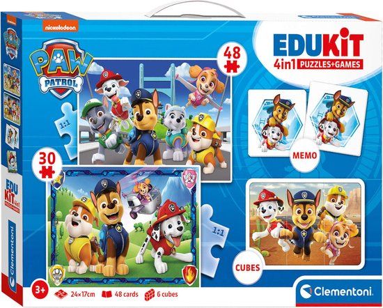 Clementoni Edukit Paw Patrol - 4-in-1 Puzzle Set - IQ-Puzzle Games - 3+ Years