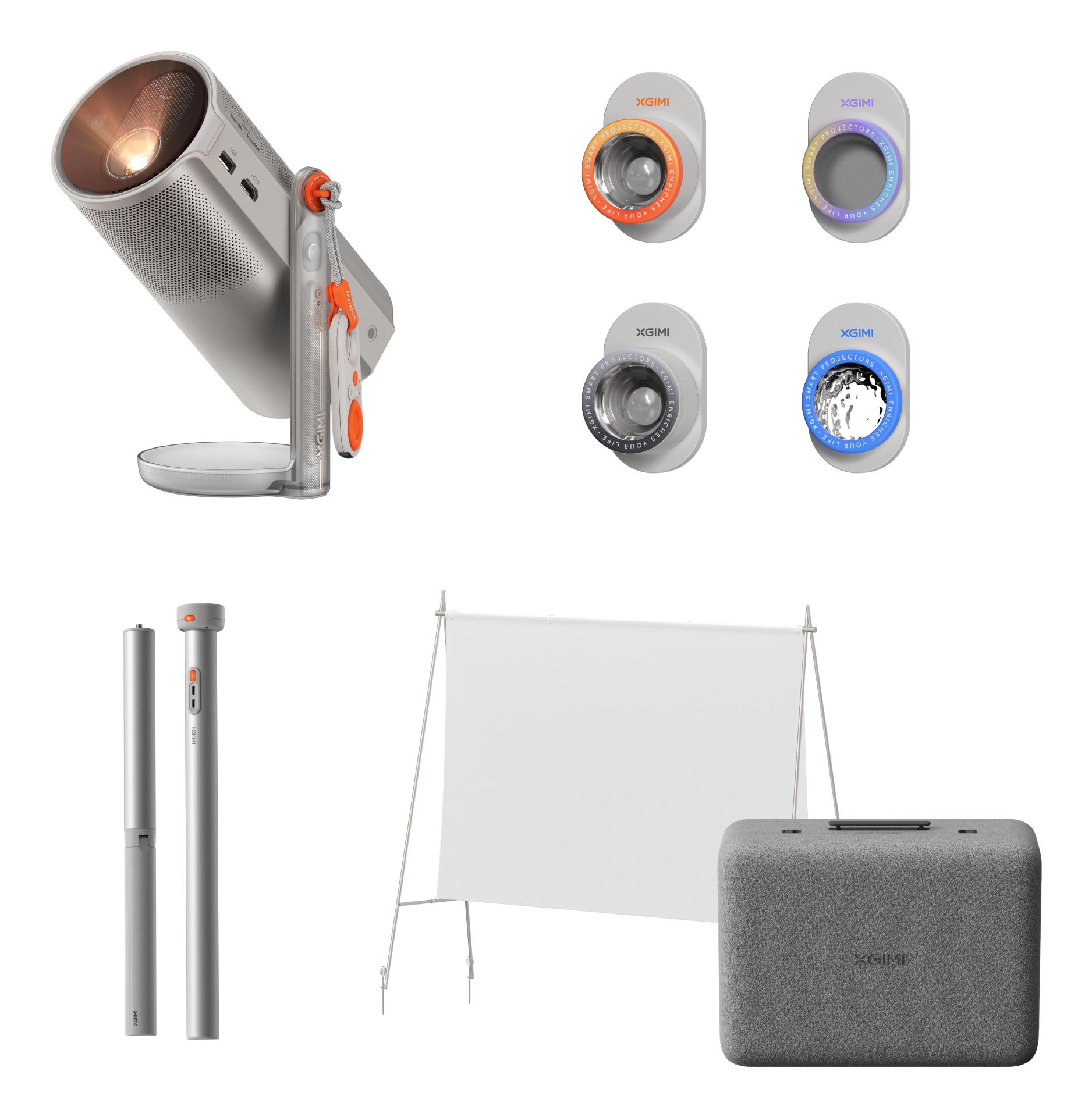 XGIMI MoGo 4 Laser Outdoor Pack - Draagbare Full HD Laserprojector met PowerBase, Outdoor Scherm & Tas - 550 ISO Lumen - Google TV