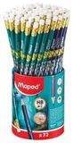 Maped - Grafiet HB Dragon – potloden met gummunt – ergonomische driehoekige vorm – pot met 72 stuks
