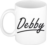 Bellatio Decorations Debby Naam koffiemok - beker - met sierlijke letters - wit