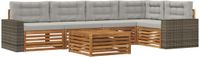 vidaXL - Buiten - bank - set - 6 - st - Naturel - en - lichtgrijs - Polyester